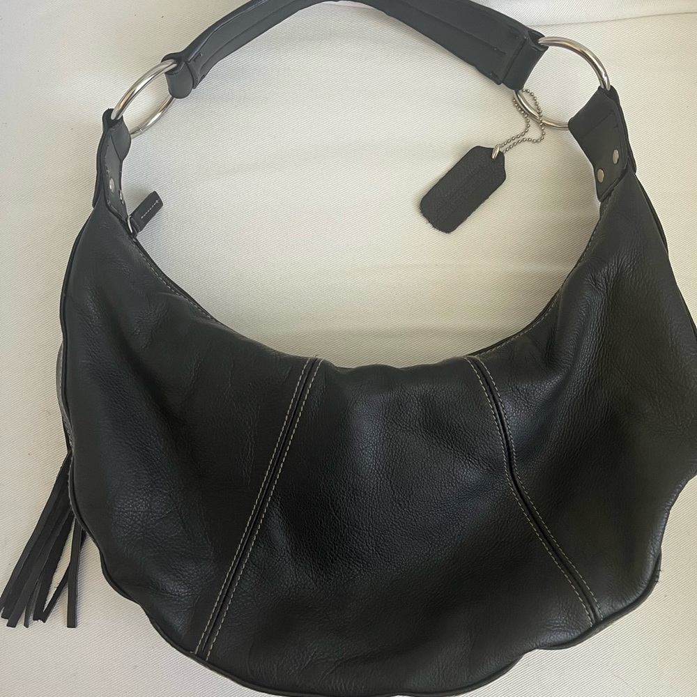 Black Leather Hobo Bag - Classic Women’s Shoulder Bag